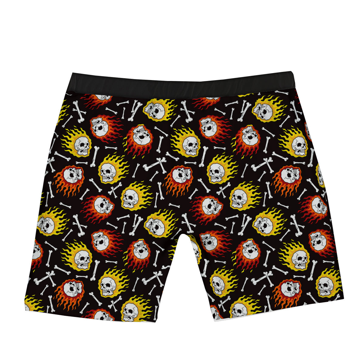 Flaming Skulls And Bone Print Pattern Boxer Briefs-grizzshop