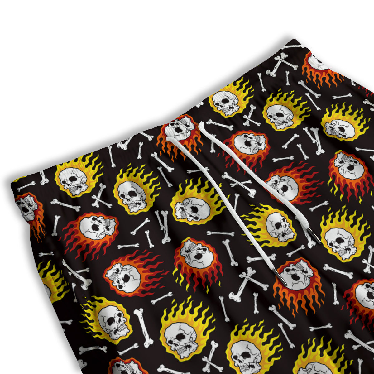 Flaming Skulls And Bone Print Pattern Men's Athletic Shorts