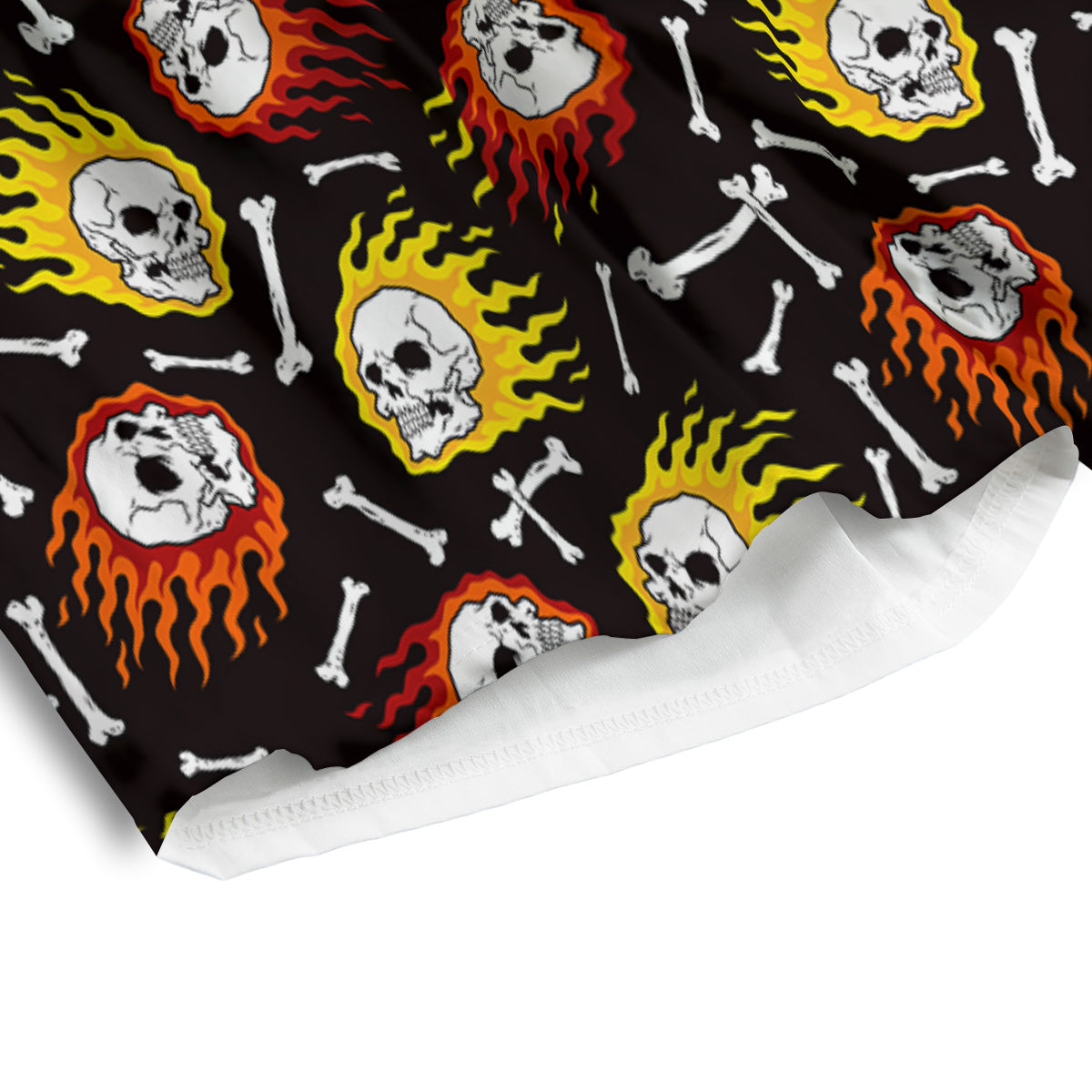 Flaming Skulls And Bone Print Pattern Men's Athletic Shorts