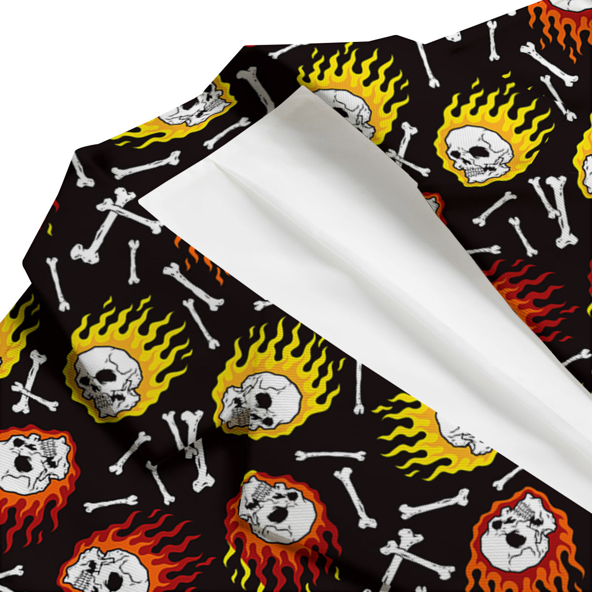 Flaming Skulls And Bone Print Pattern Men's Blazer-grizzshop