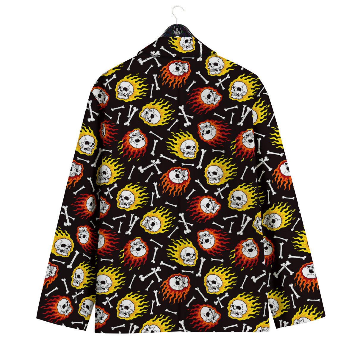 Flaming Skulls And Bone Print Pattern Men's Sport Coat-grizzshop