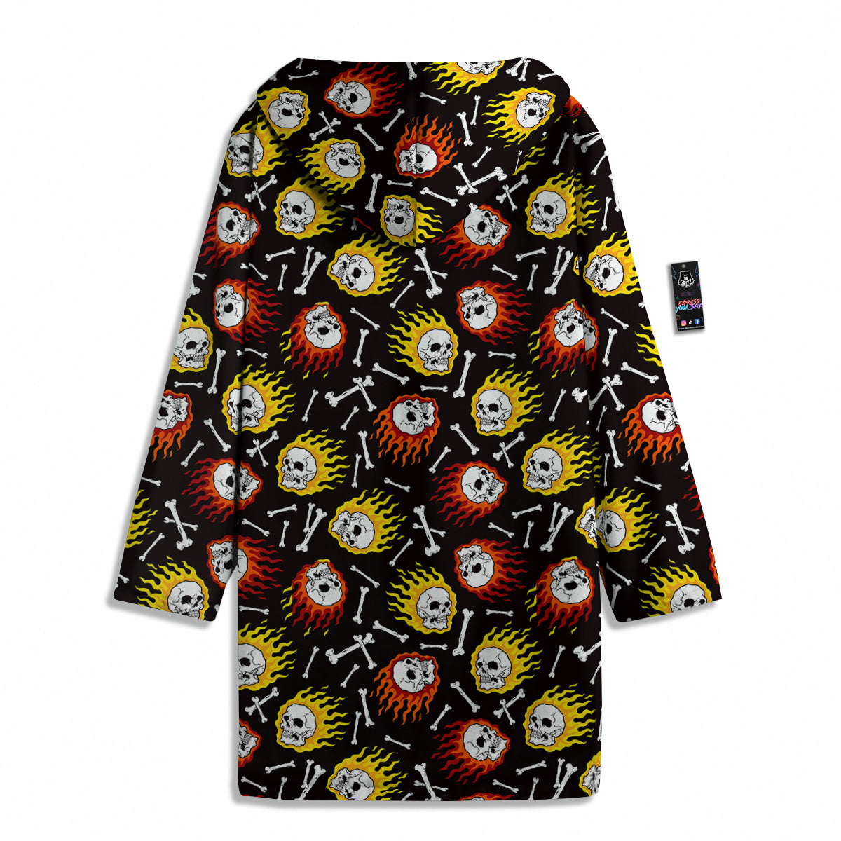 Flaming Skulls And Bone Print Pattern Men's Windbreaker Jacket-grizzshop