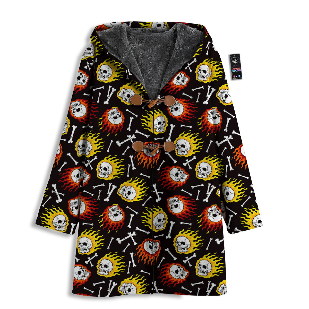 Flaming Skulls And Bone Print Pattern Men's Windbreaker Jacket-grizzshop