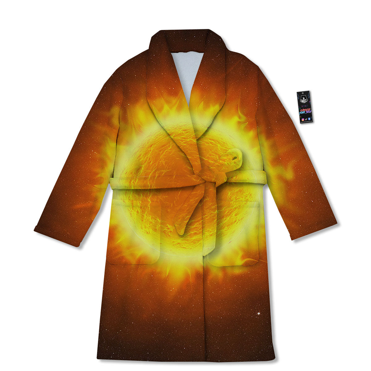 Flaming Sun Print Bathrobe-grizzshop