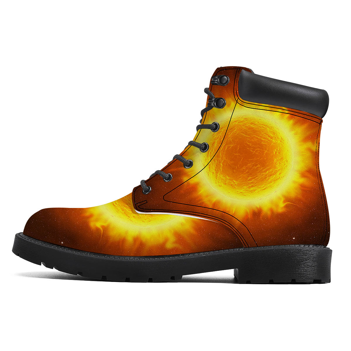 Flaming Sun Print Boots-grizzshop