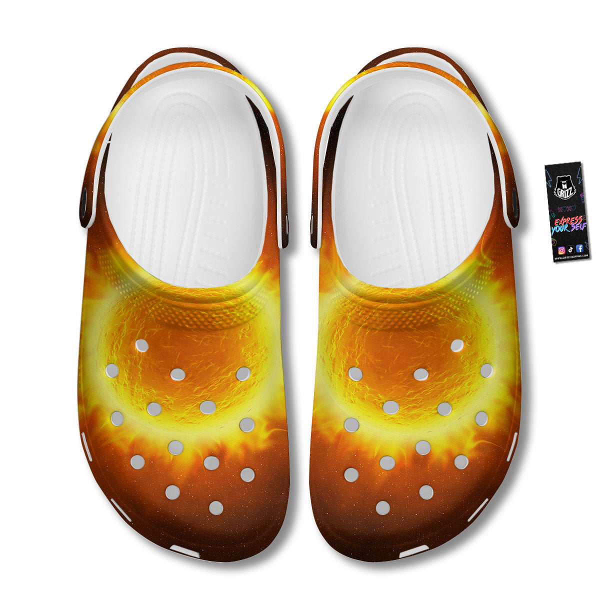 Flaming Sun Print Clog-grizzshop