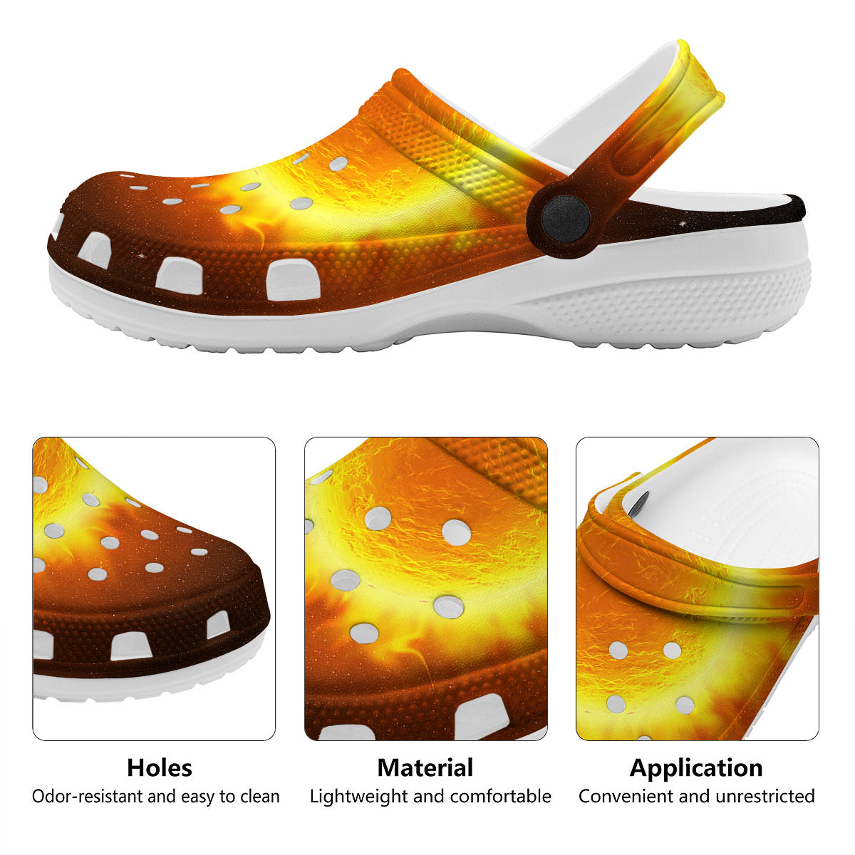 Flaming Sun Print Clog-grizzshop