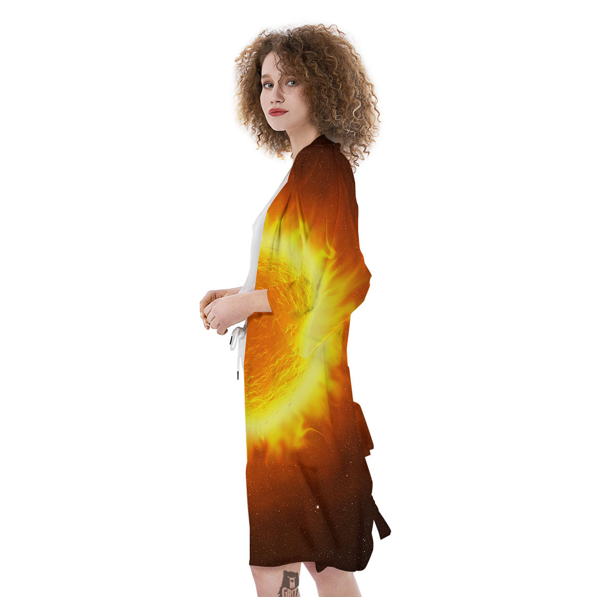 Flaming Sun Print Kimono-grizzshop