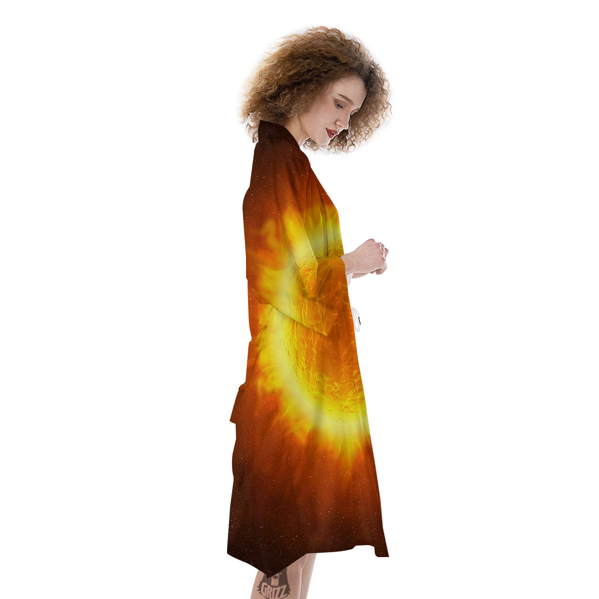 Flaming Sun Print Kimono-grizzshop