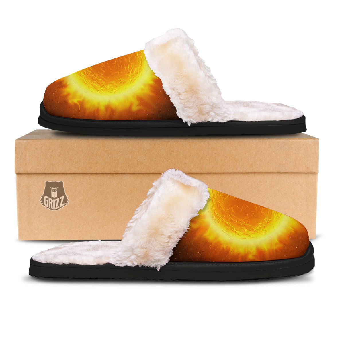 Flaming Sun Print Slippers-grizzshop