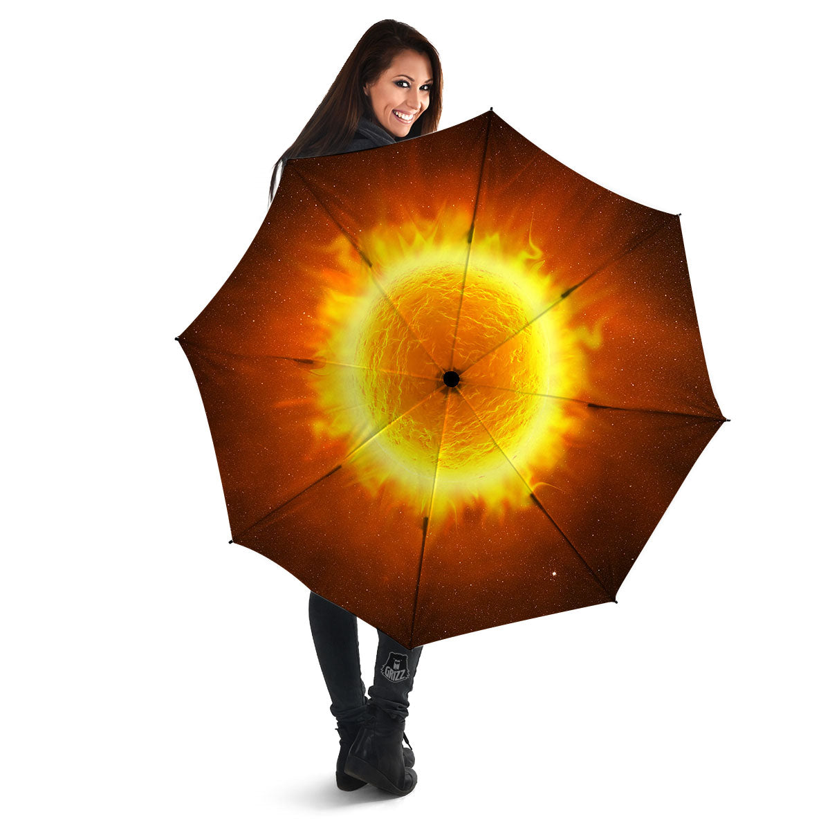Flaming Sun Print Umbrella-grizzshop