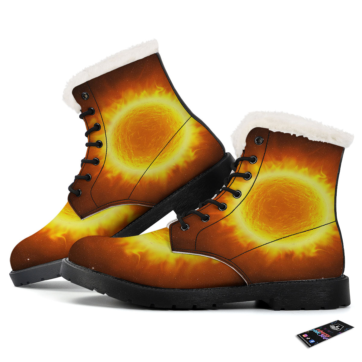Flaming Sun Print Winter Boots-grizzshop