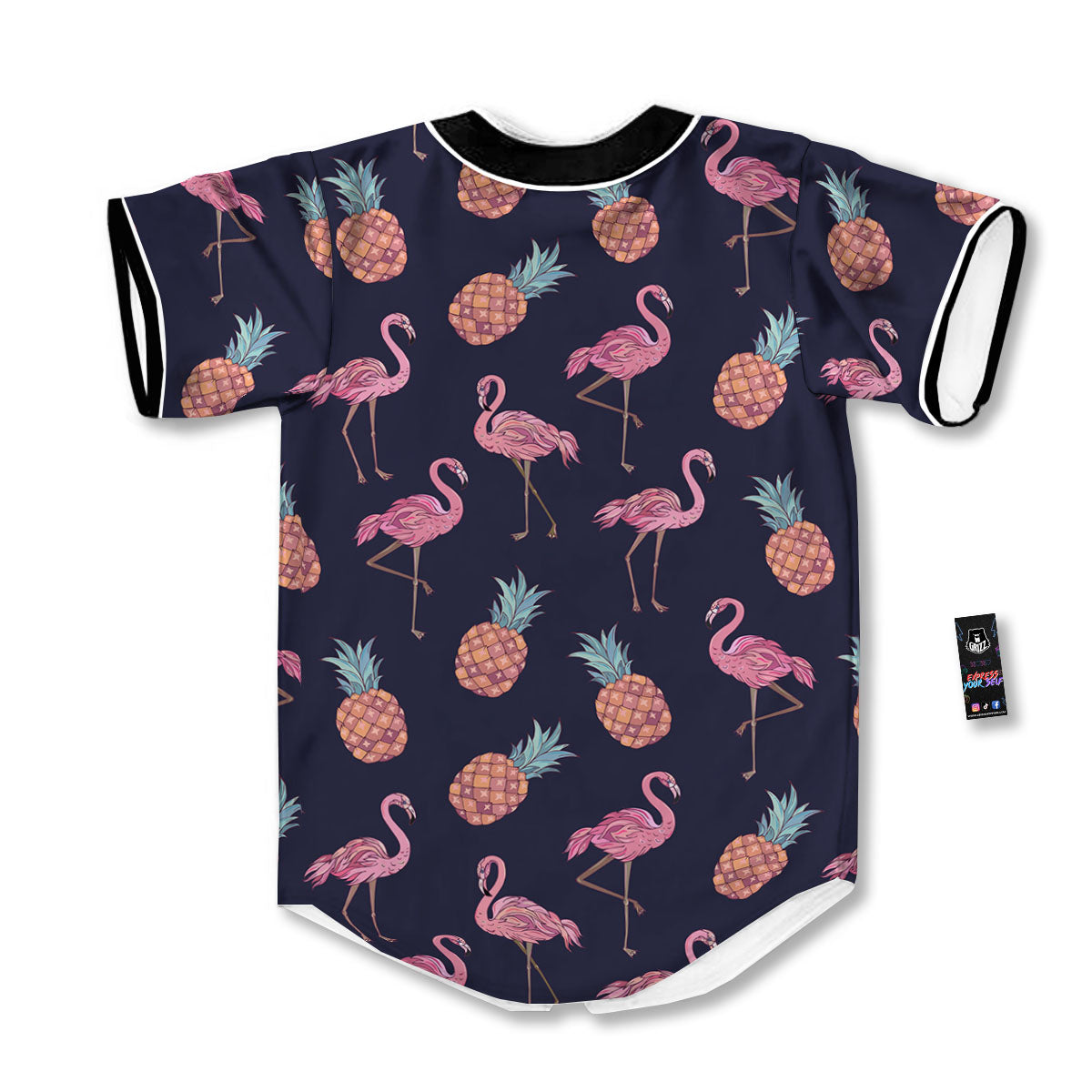 Flamingo And Pineapple Print Pattern Baseball Jersey-grizzshop