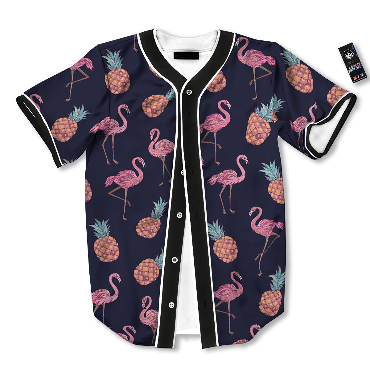 Flamingo And Pineapple Print Pattern Baseball Jersey-grizzshop
