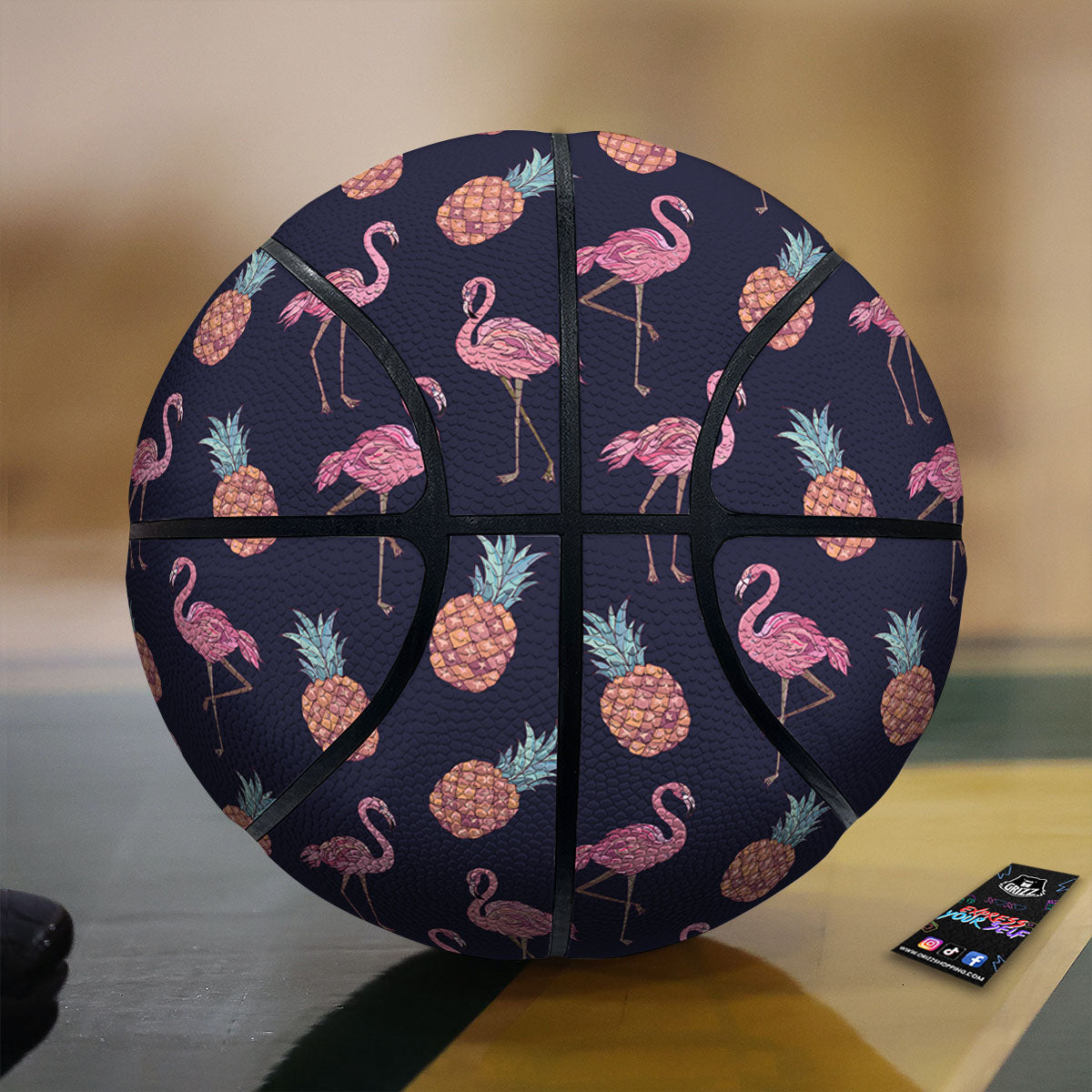 Flamingo And Pineapple Print Pattern Basketball-grizzshop