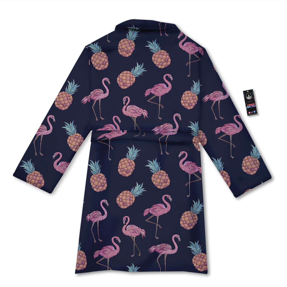 Flamingo And Pineapple Print Pattern Bathrobe-grizzshop