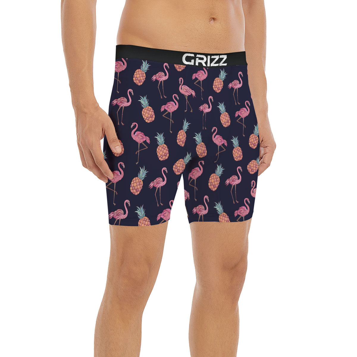 Flamingo And Pineapple Print Pattern Boxer Briefs-grizzshop