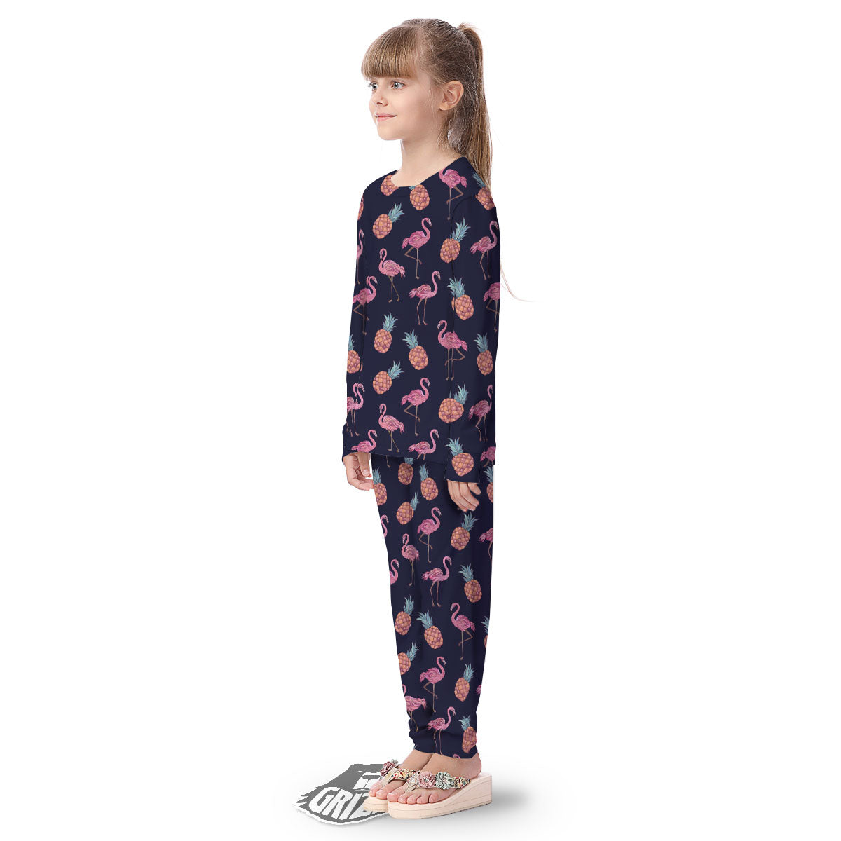 Flamingo And Pineapple Print Pattern Kid's Pajamas-grizzshop