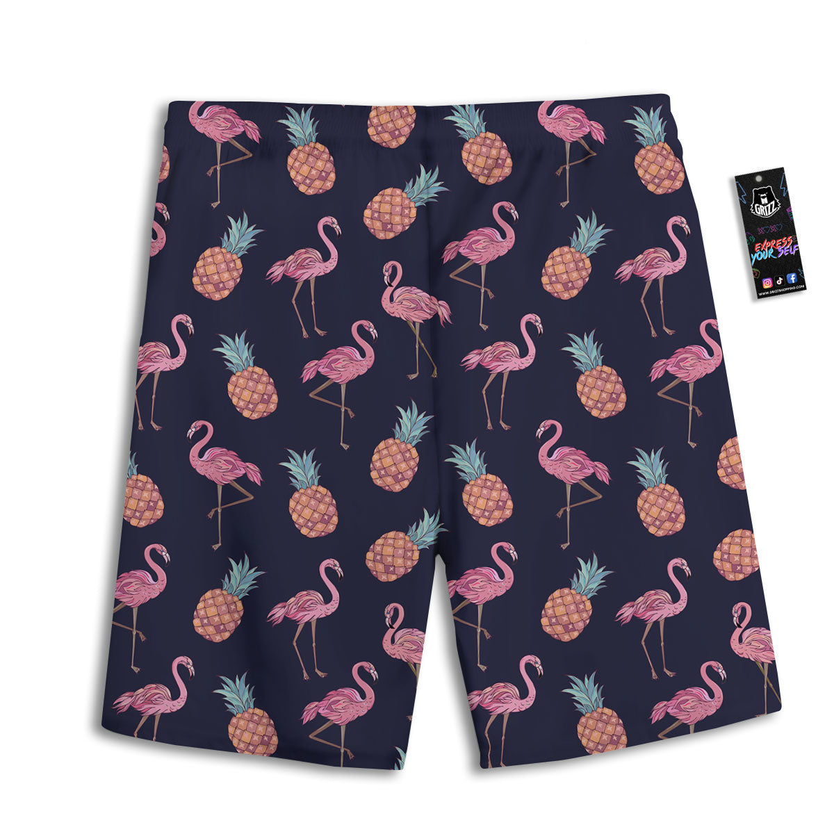 Flamingo And Pineapple Print Pattern Men's Athletic Shorts