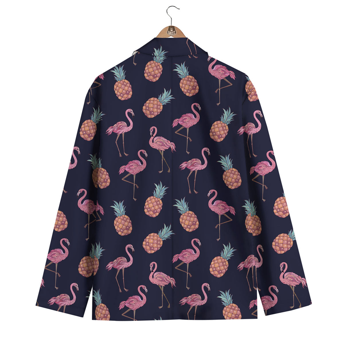 Flamingo And Pineapple Print Pattern Men's Blazer-grizzshop