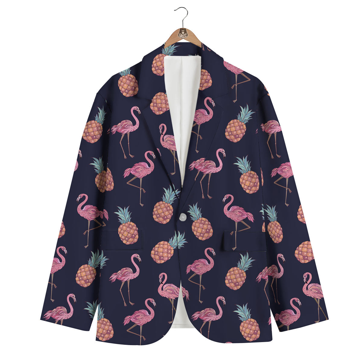 Flamingo And Pineapple Print Pattern Men's Blazer-grizzshop
