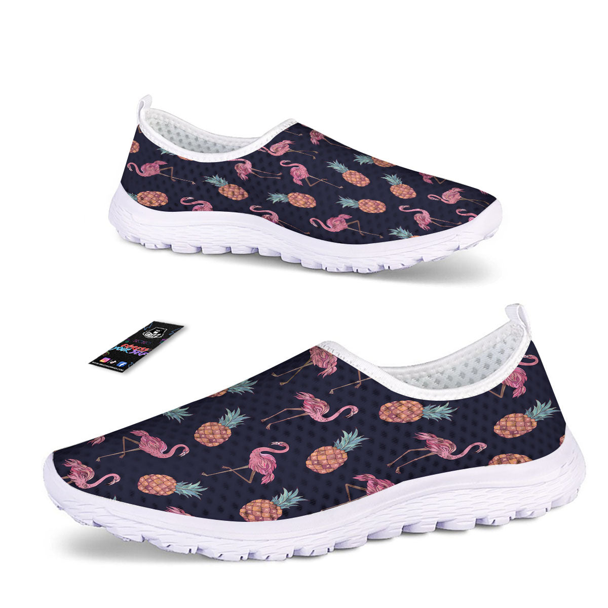 Flamingo And Pineapple Print Pattern Nurse Shoes-grizzshop