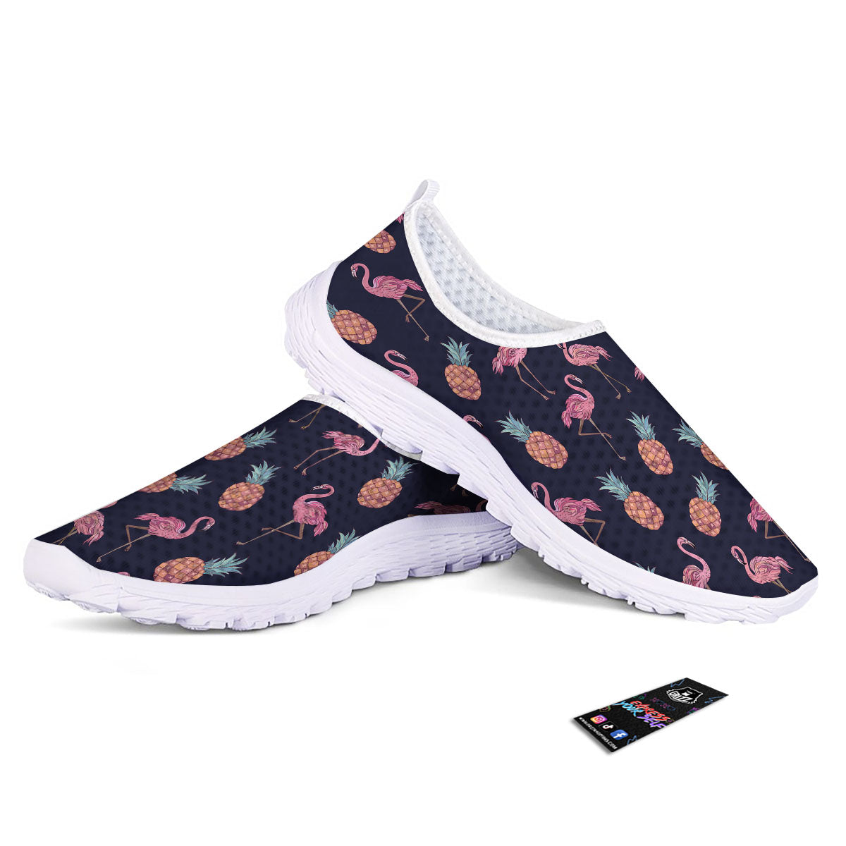 Flamingo And Pineapple Print Pattern Nurse Shoes-grizzshop