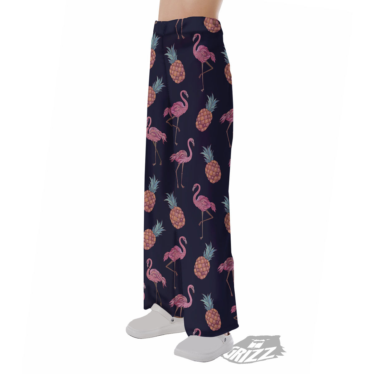 Flamingo And Pineapple Print Pattern Pajama Pants-grizzshop