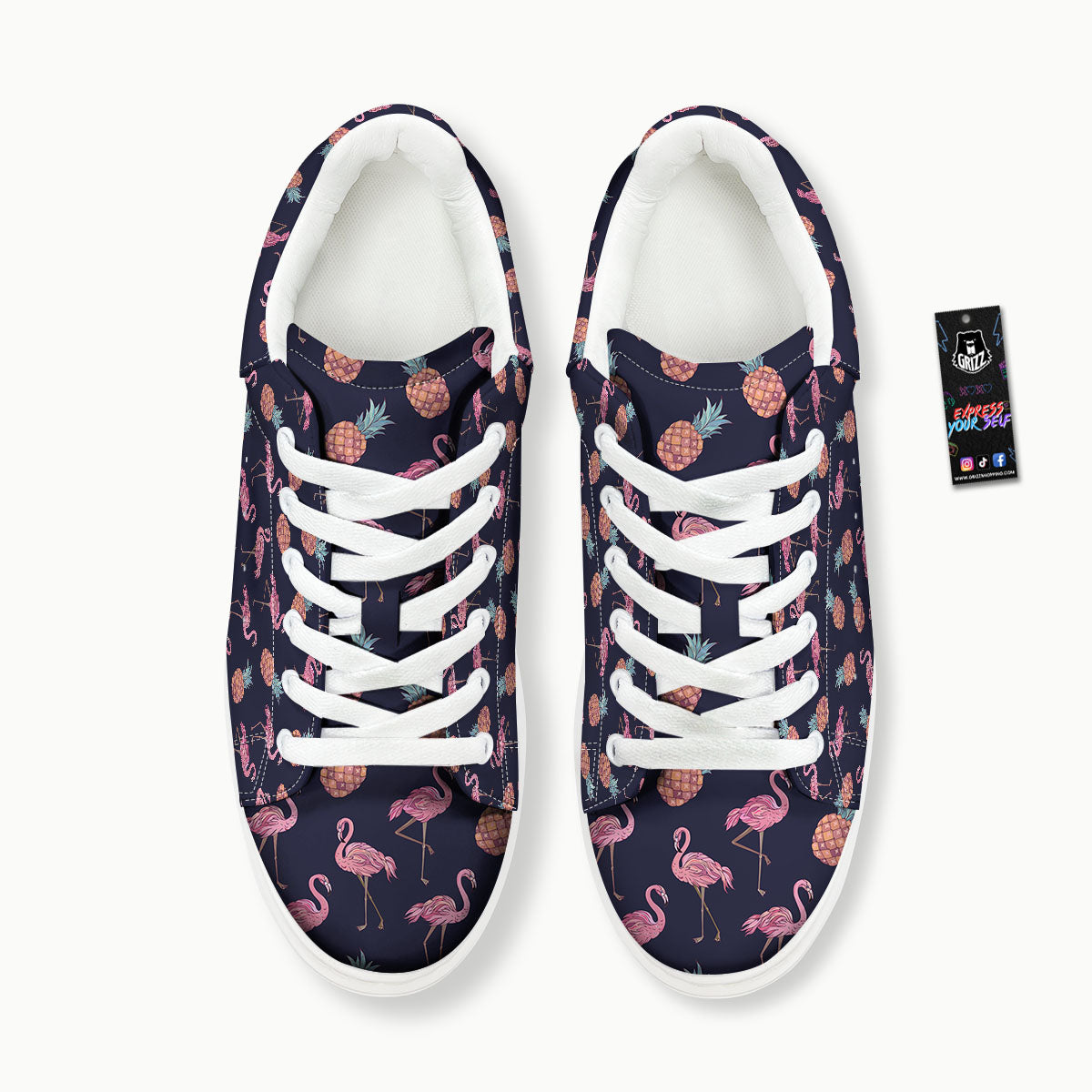 Flamingo And Pineapple Print Pattern Platform Shoes-grizzshop