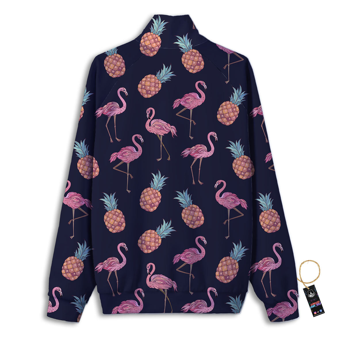 Flamingo And Pineapple Print Pattern Track Jacket-grizzshop