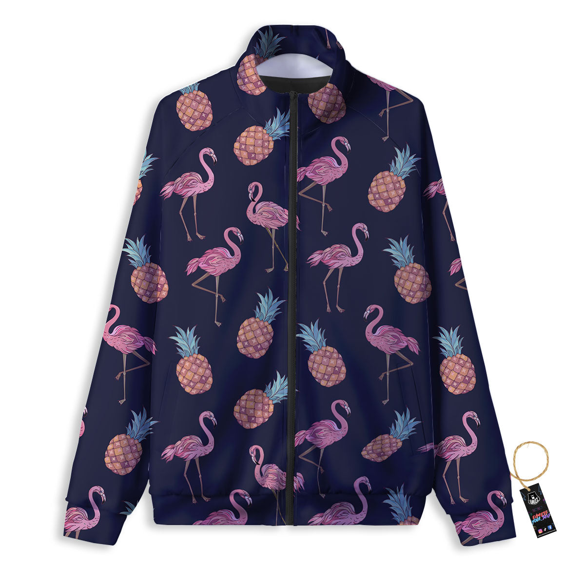 Flamingo And Pineapple Print Pattern Track Jacket-grizzshop