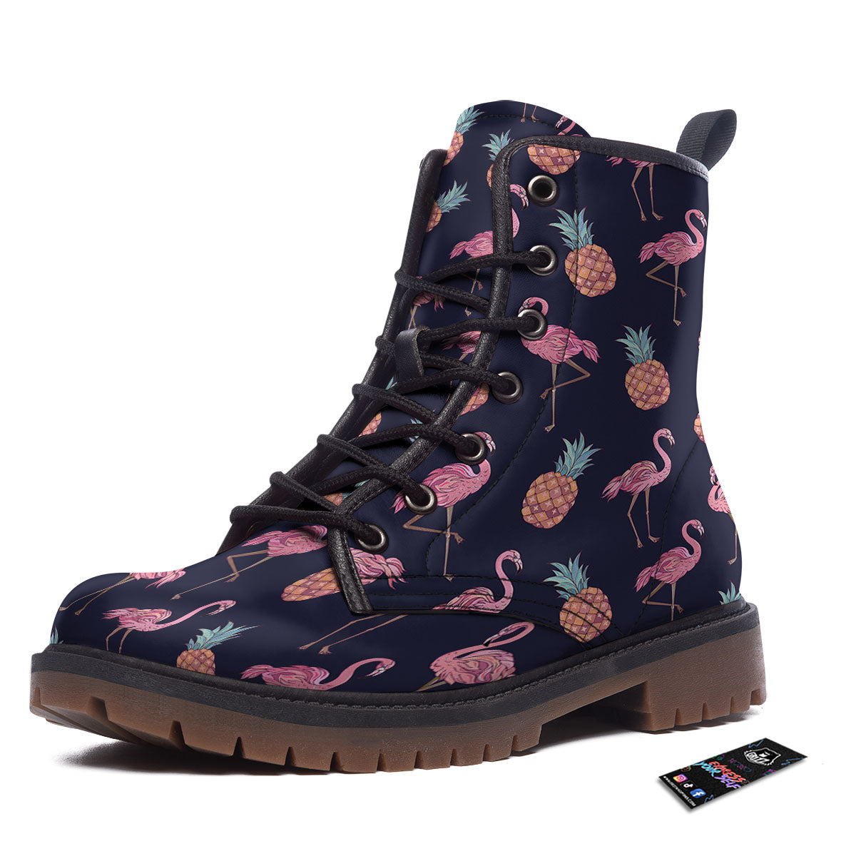 Flamingo And Pineapple Print Pattern Work Boots-grizzshop