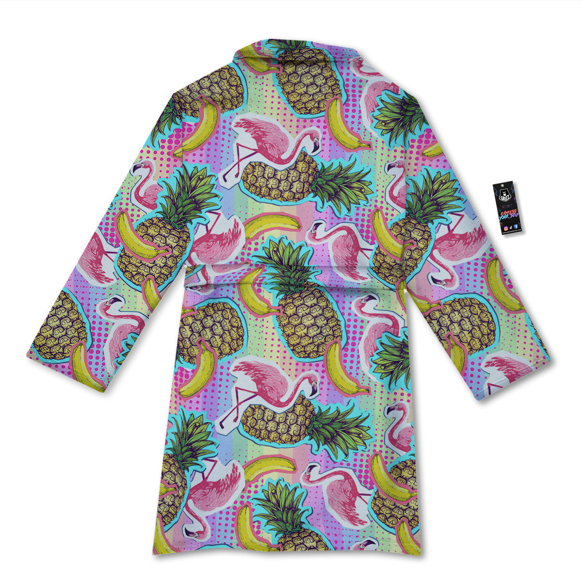 Flamingo And Pineapple Rainbow Print Pattern Bathrobe-grizzshop
