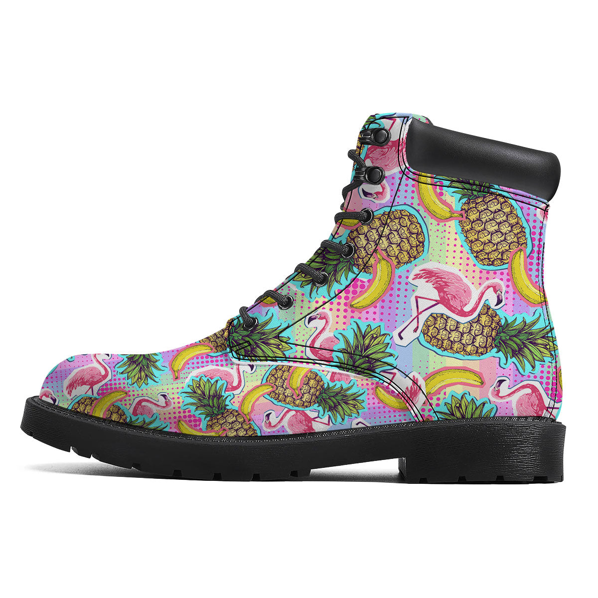 Flamingo And Pineapple Rainbow Print Pattern Boots-grizzshop