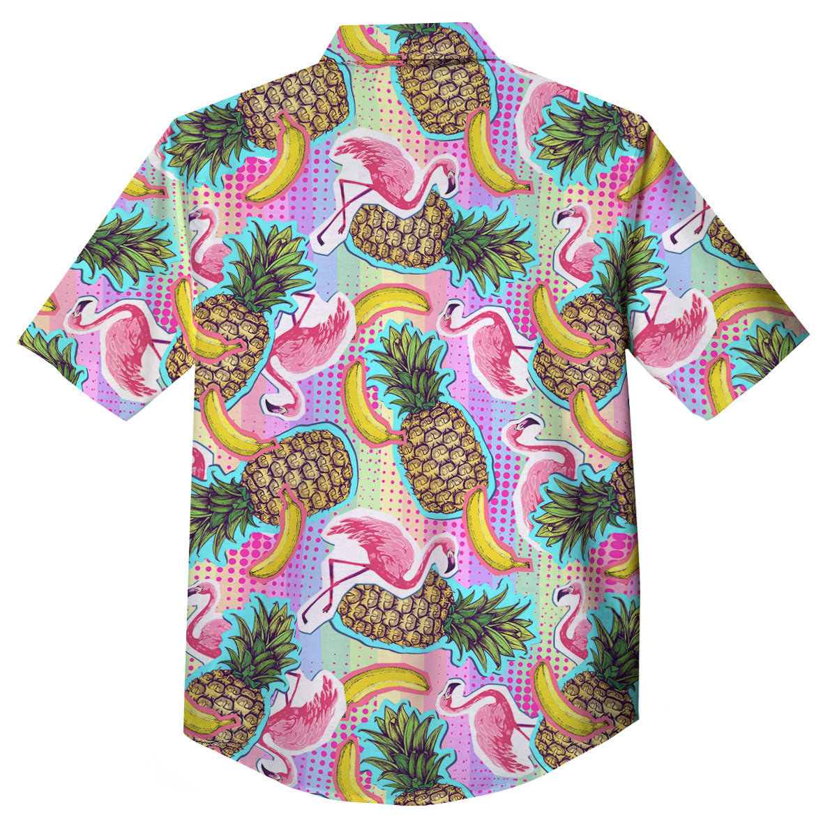 Flamingo And Pineapple Rainbow Print Pattern Button Up Shirt-grizzshop