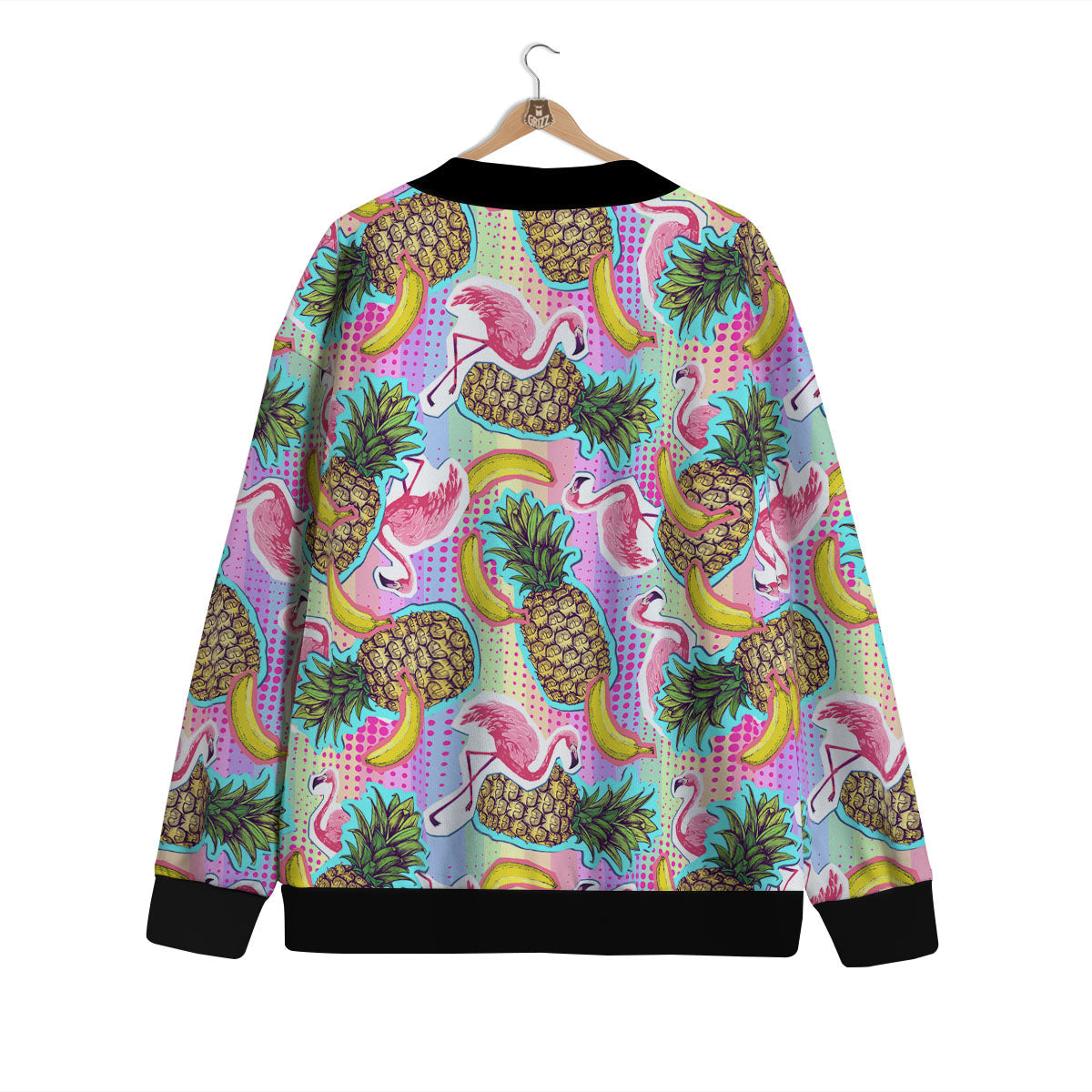 Flamingo And Pineapple Rainbow Print Pattern Cardigan-grizzshop