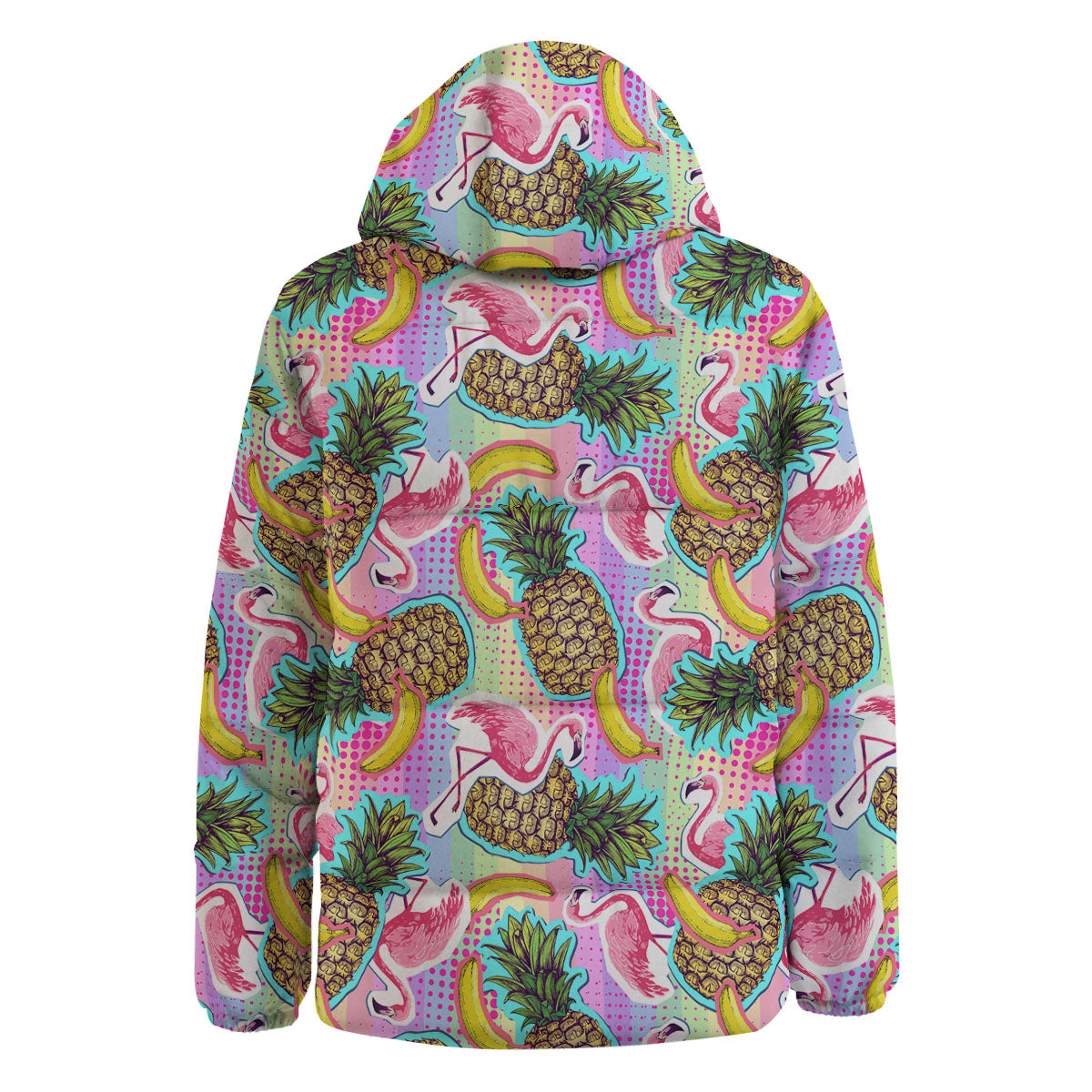 Flamingo And Pineapple Rainbow Print Pattern Down Jacket-grizzshop