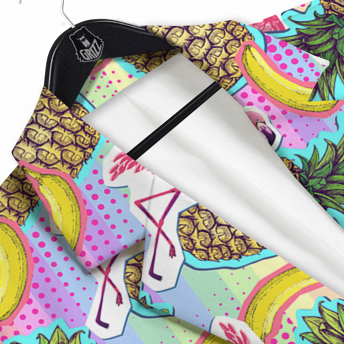Flamingo And Pineapple Rainbow Print Pattern Men's Sport Coat-grizzshop