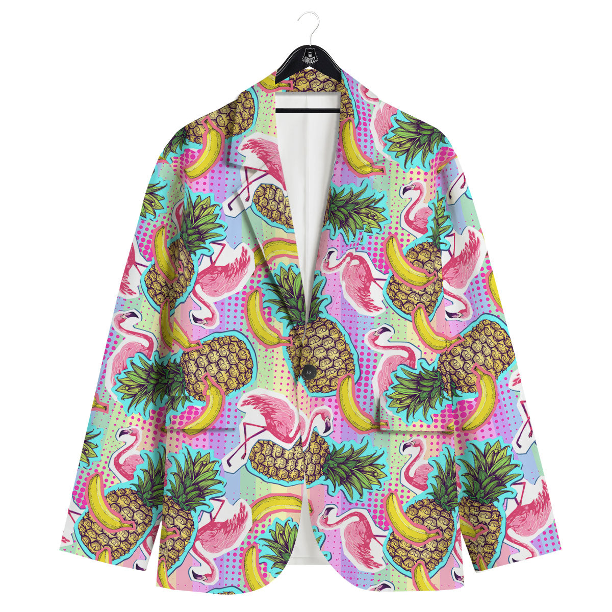 Flamingo And Pineapple Rainbow Print Pattern Men's Sport Coat-grizzshop