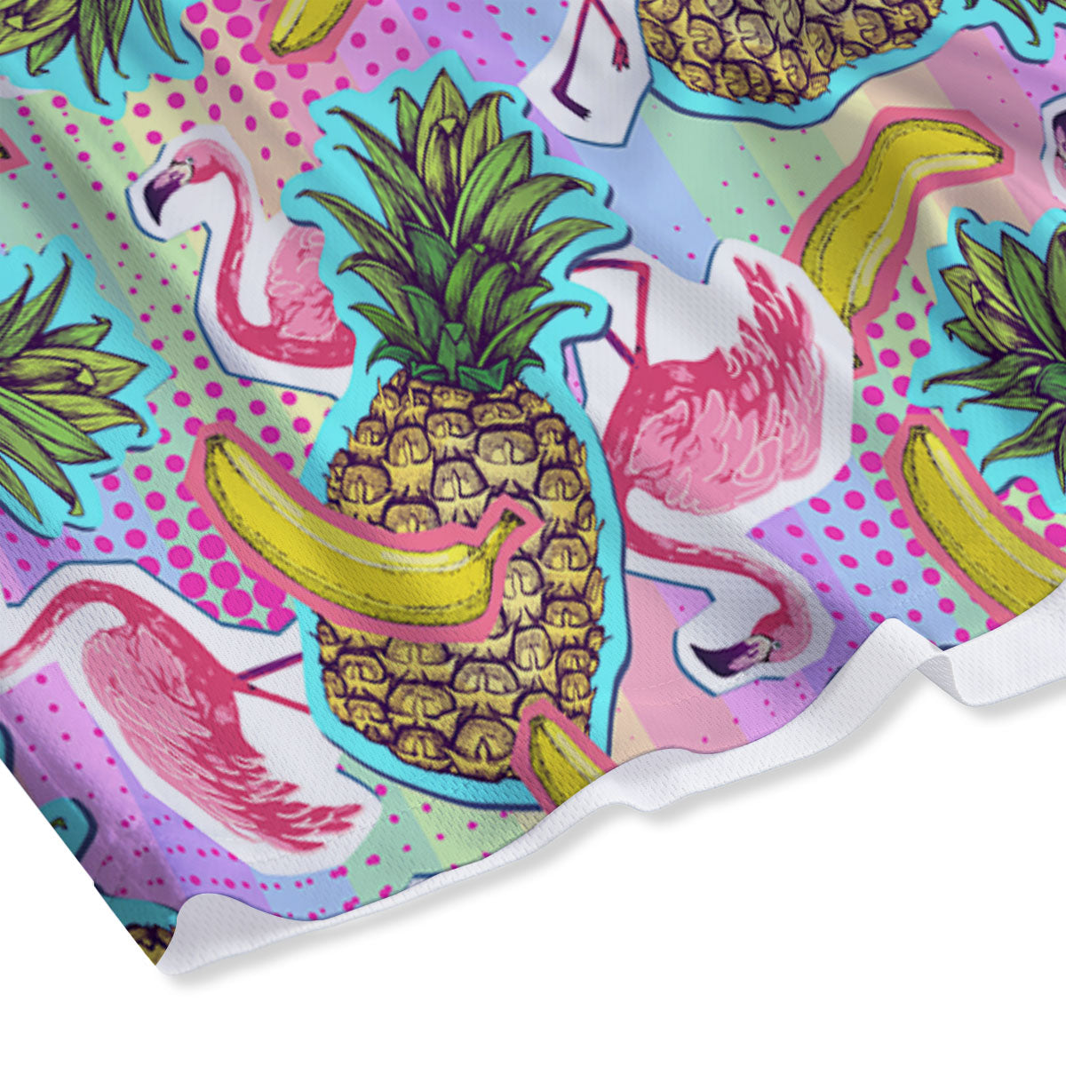 Flamingo And Pineapple Rainbow Print Pattern Mesh Shorts