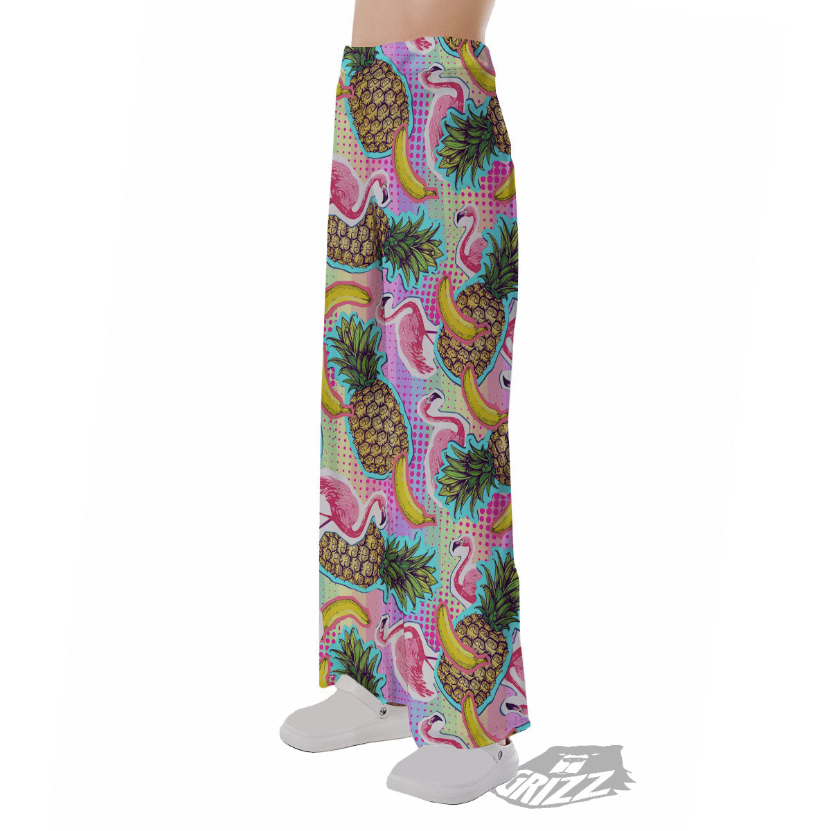 Flamingo And Pineapple Rainbow Print Pattern Pajama Pants-grizzshop