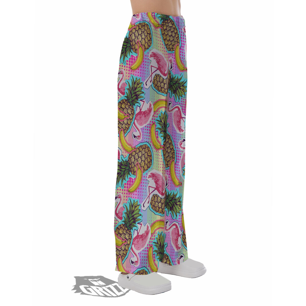 Flamingo And Pineapple Rainbow Print Pattern Pajama Pants-grizzshop