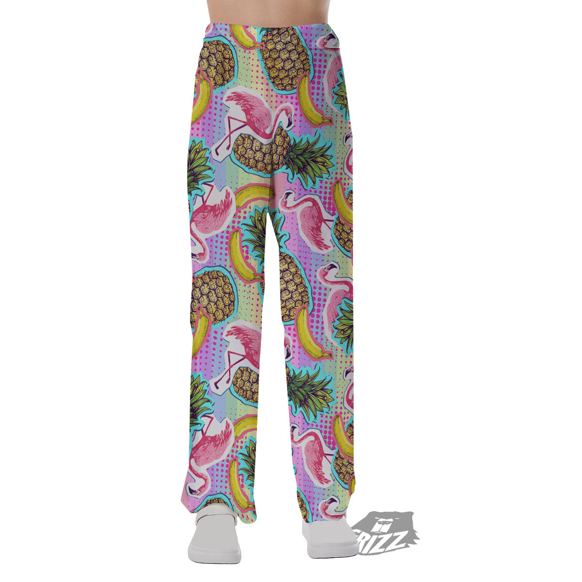 Flamingo And Pineapple Rainbow Print Pattern Pajama Pants-grizzshop