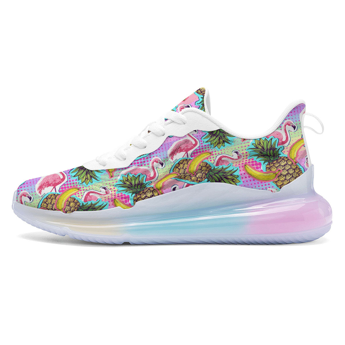 Flamingo And Pineapple Rainbow Print Pattern Running Sneakers-grizzshop
