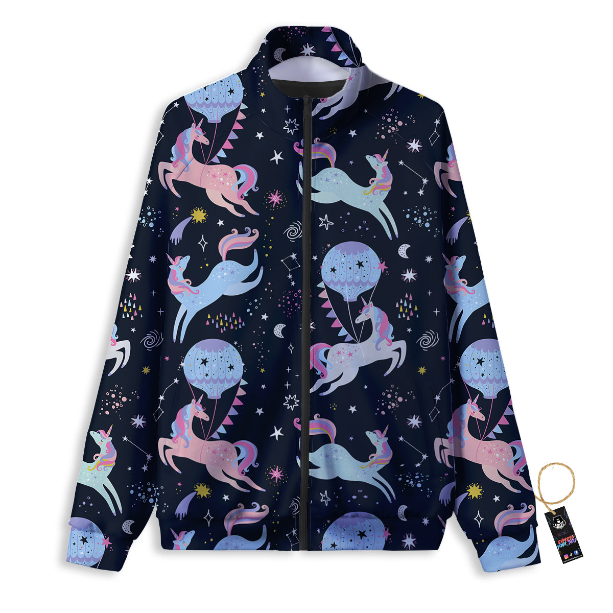 Flamingo And Pineapple Rainbow Print Pattern Track Jacket-grizzshop
