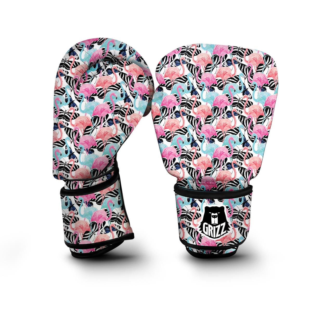 Flamingo Butterfly Hawaiian Tropical Pattern Print Boxing Gloves-grizzshop
