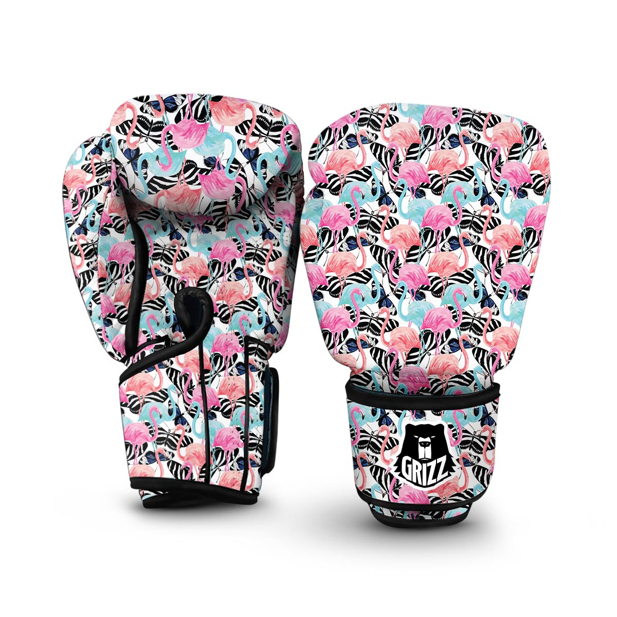 Flamingo Butterfly Hawaiian Tropical Pattern Print Boxing Gloves-grizzshop