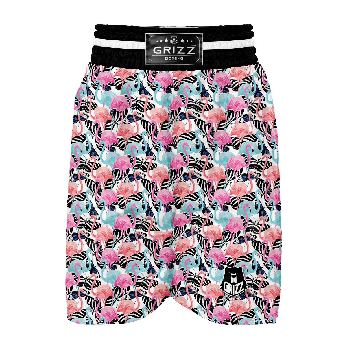 Flamingo Butterfly Hawaiian Tropical Pattern Print Boxing Shorts-grizzshop