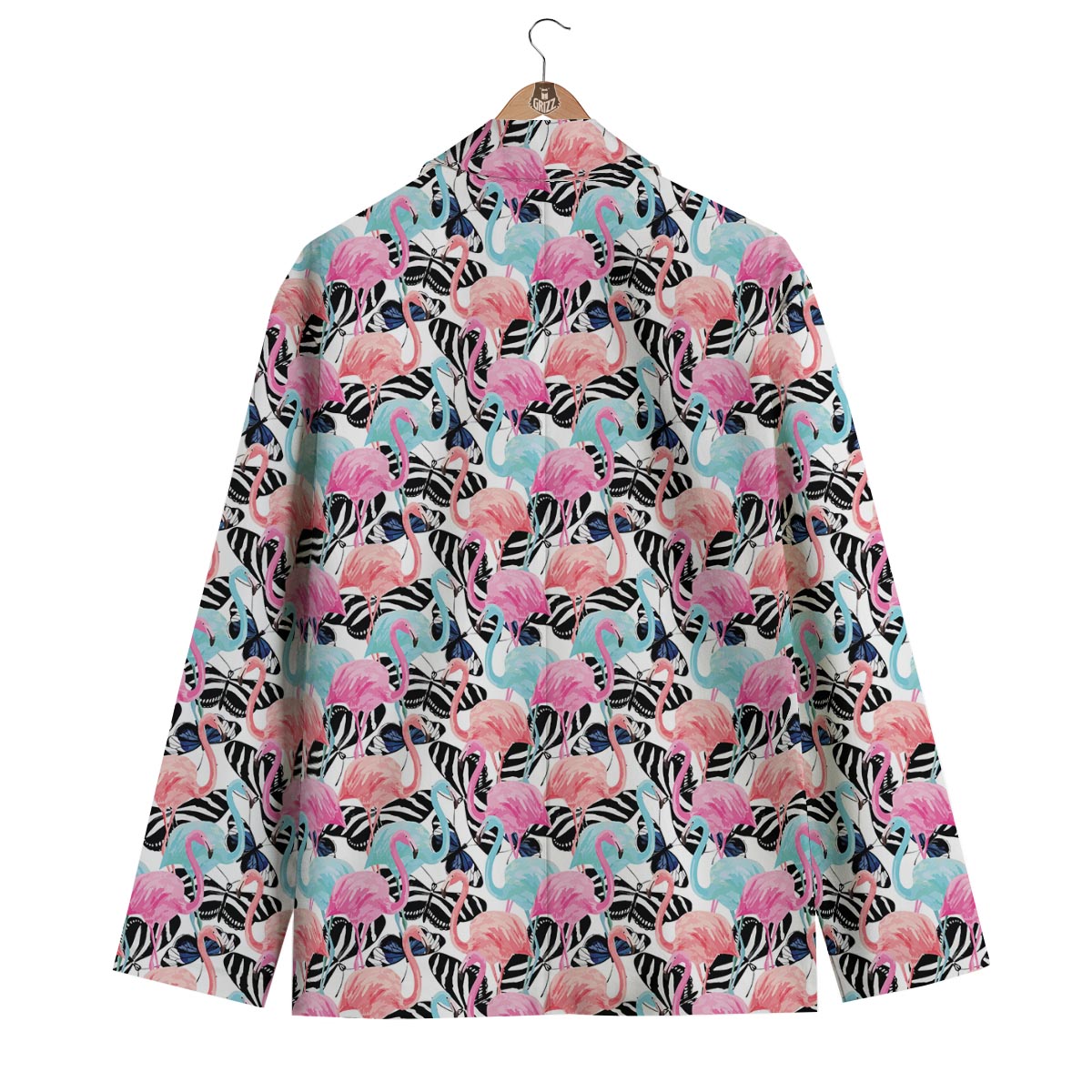 Flamingo Butterfly Hawaiian Tropical Pattern Print Men's Blazer-grizzshop
