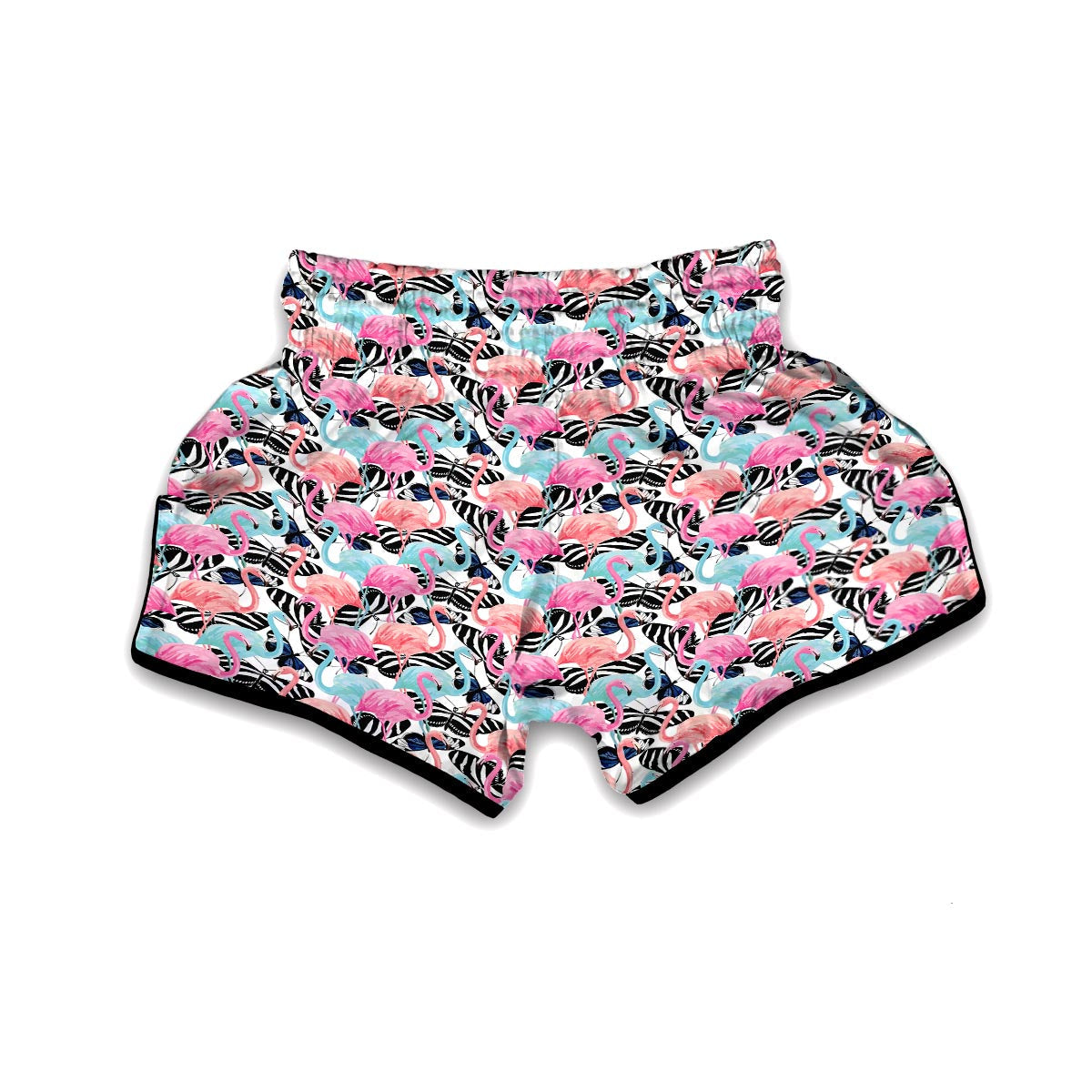Flamingo Butterfly Hawaiian Tropical Pattern Print Muay Thai Boxing Shorts-grizzshop